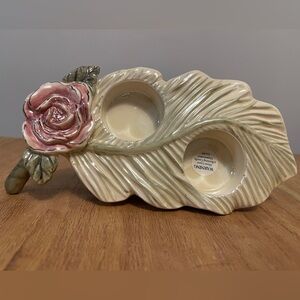 Candle Holder 
Flower and leaf Blue Sky Votive Holder 2003